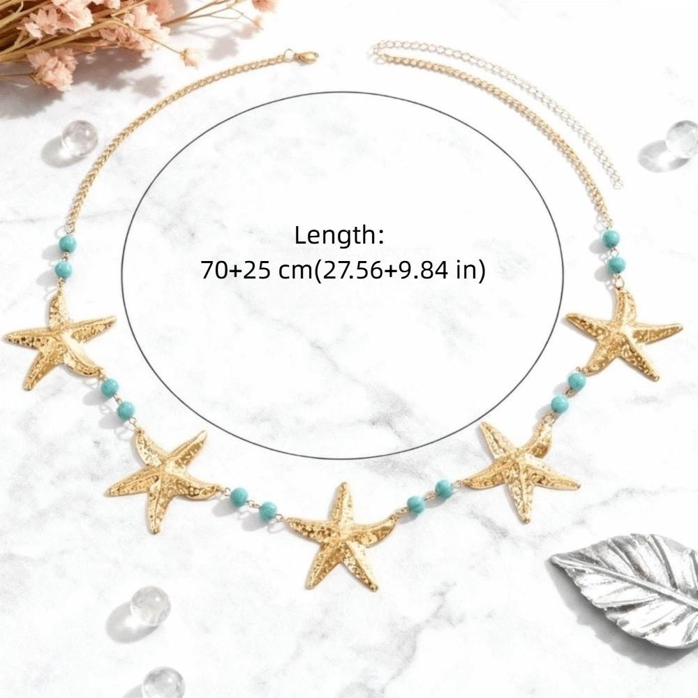 Elegant Starfish Waist Chain Gold Beads Belly Chains Sea Star Imitation Pearl Body Chain  Party