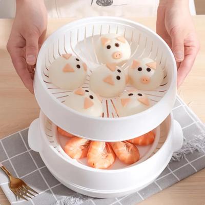 Microwave Oven Steamer Double Plastic Microwave Oven Round Steamer With Lid Microwave Steamer Cooking Pot For Kitchen