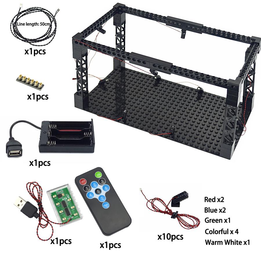 Remote Control Stage Lighting MOC Led Searchlight Light USB Powered  Multifunctional Lamp DIY Spotlight Building Block Toys