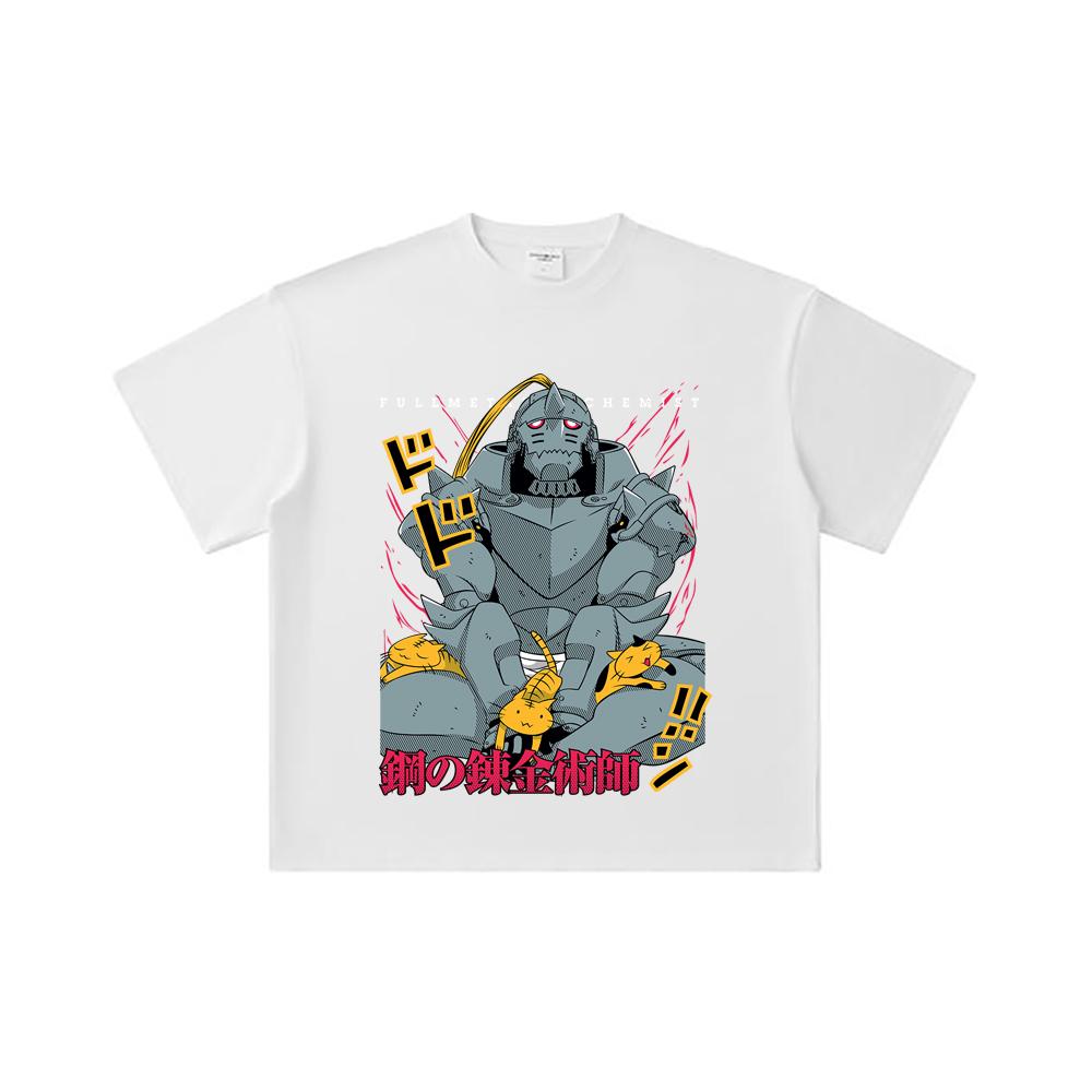 260 GSM Double Yarn 32 Count 100% Cotton Fullmetal Alchemist V4 Alphonse Print Unisex Heavy Cotton T Shirt