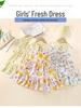 Summer Girls' Sleeveless Floral Princess Dress - Cotton Silk Blend for Outdoor Wear