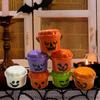 2 Pcs Halloween Boo Buckets Plastic Pumpkin Pails with Handle Portable Small Candy Bowls for Kids Trick or Treat Halloween Party Favors