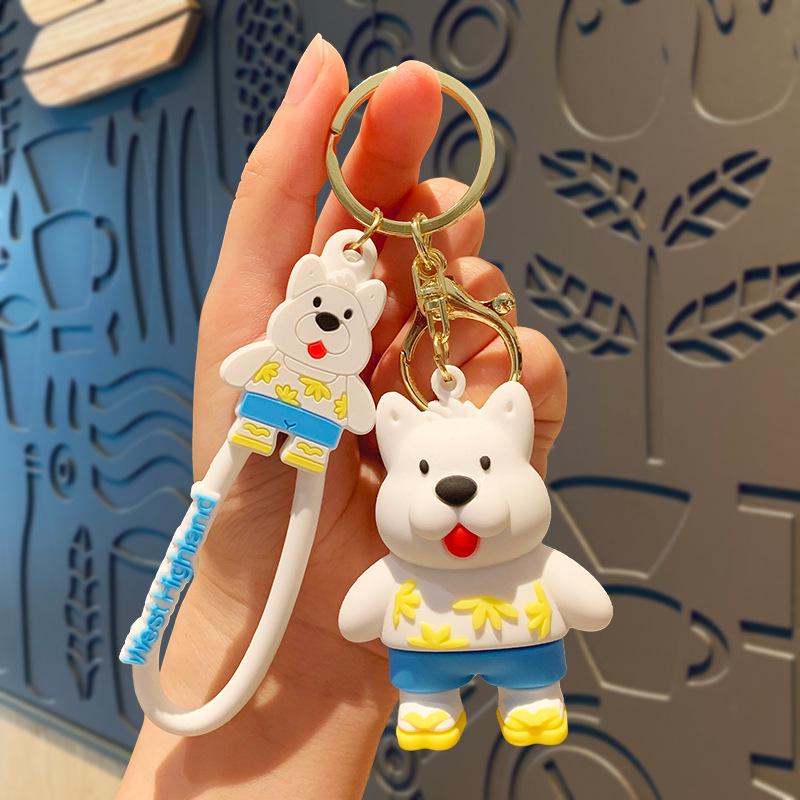 

West Highland Terrier Puppy Plush Keychain Ornament - Student Bag or Couple Gift