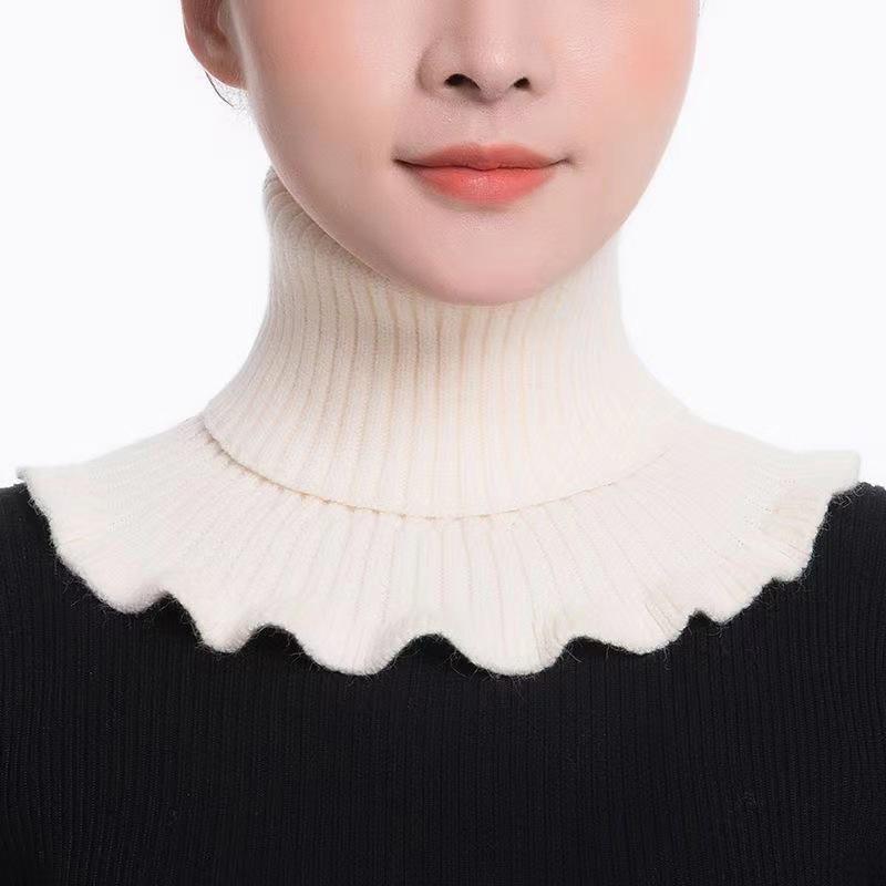 Women Knitted Fake Collar Scarf Warm Turtleneck Neck Warmer Detachable Winter Windproof False Scarf