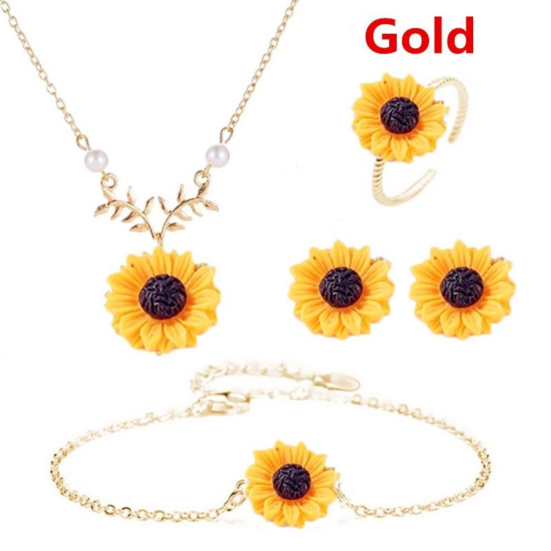 Buy Sunflower Leaf Branch Jewelry Set 