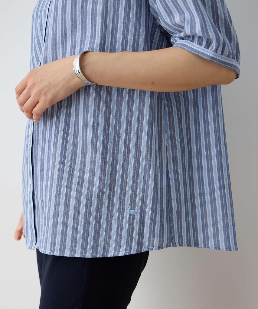 DECOY Organic Cotton Striped Blue Women's Blouse, 493049,
