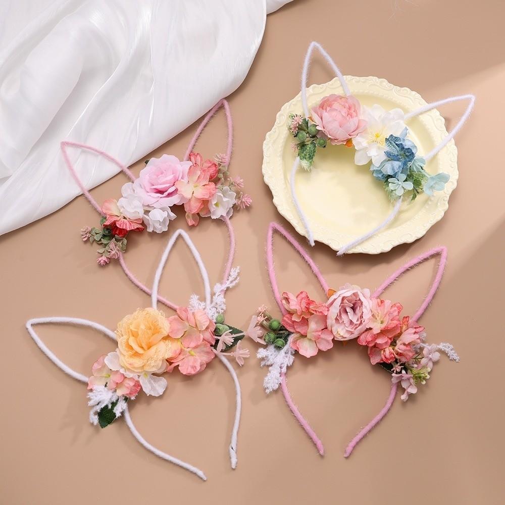 Colorful Rabbit Ears Headband Forest Bunny Ears Hair Hoop Exquisite Easter Garland Children