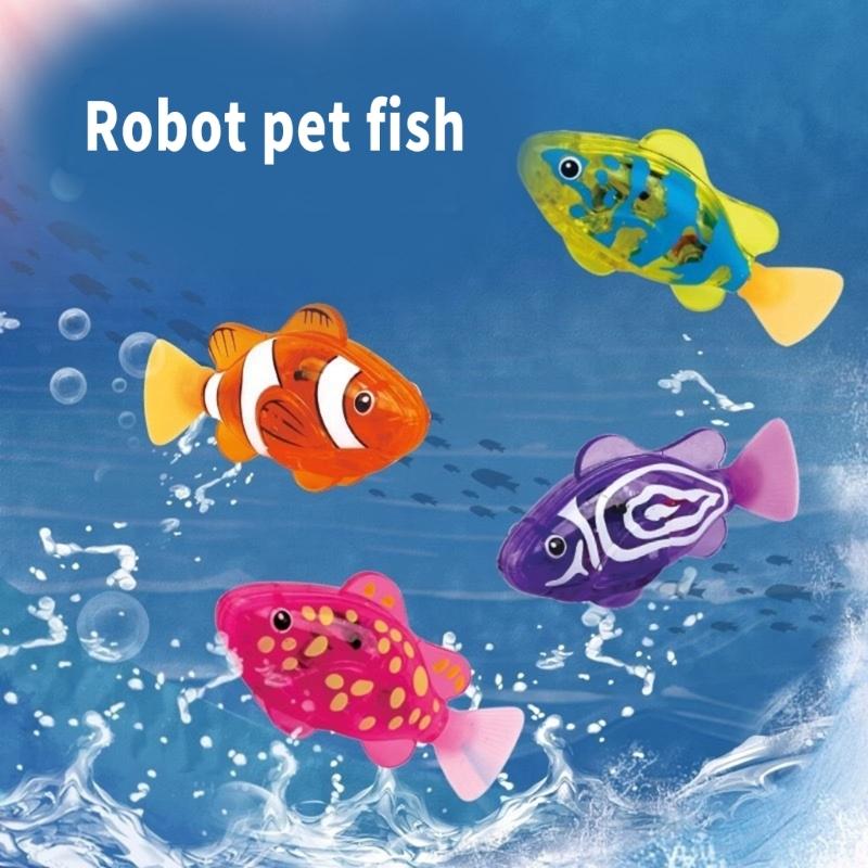 4PCS Electric Motion Sensing Floating Fish Toy Glowing Water Activated Bath Time Swimming Toy Childrens Gifts