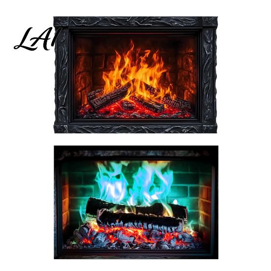 Holiday Party Wall Sticker Fireplace Flame Decal Vintage European Background Sticker Self-Adhesive Removable PVC Decor Waterproof Mural for