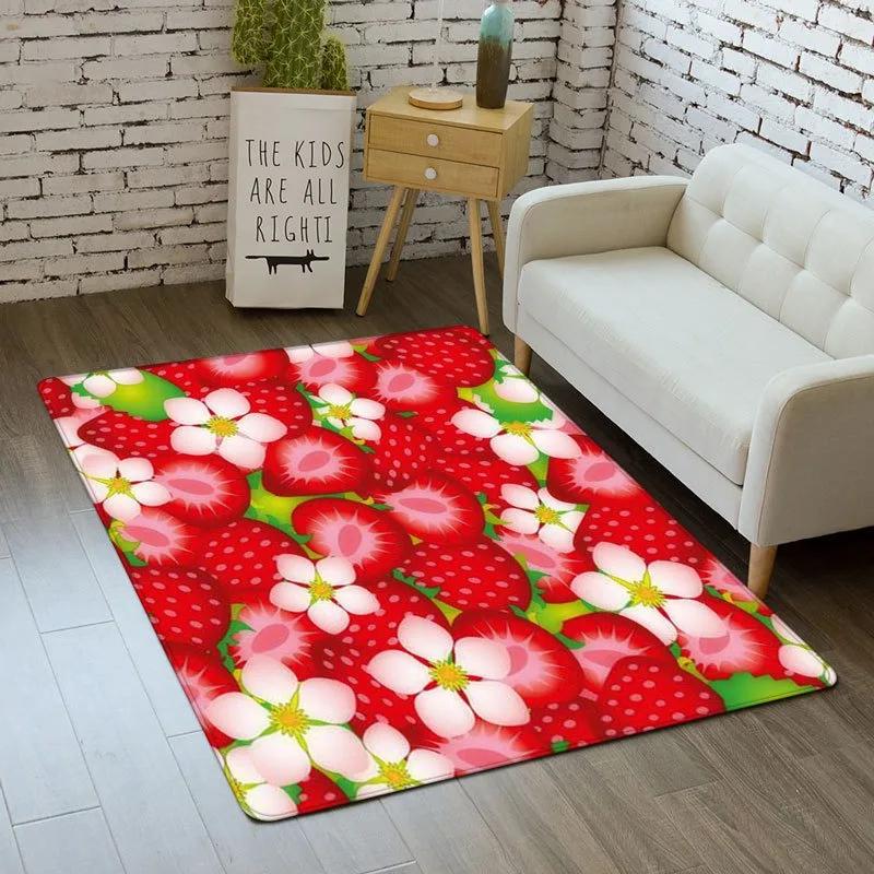 Strawberry Series Carpet for Living Room Decoration Home Sofa Coffee Table Area Rugs Non Slip Bedroom Hallway Floor Mat Washable