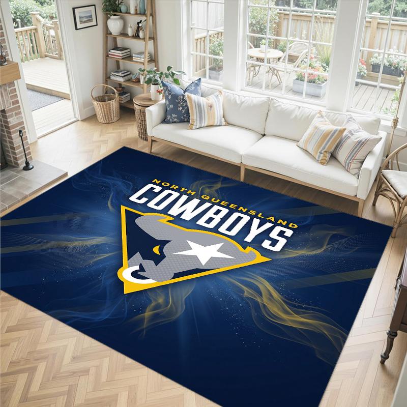 North Queensland Cowboys Design Crystal Velvet Carpet Cozy Non?Slip Printed Rug For Bedroom Living Room Entrance