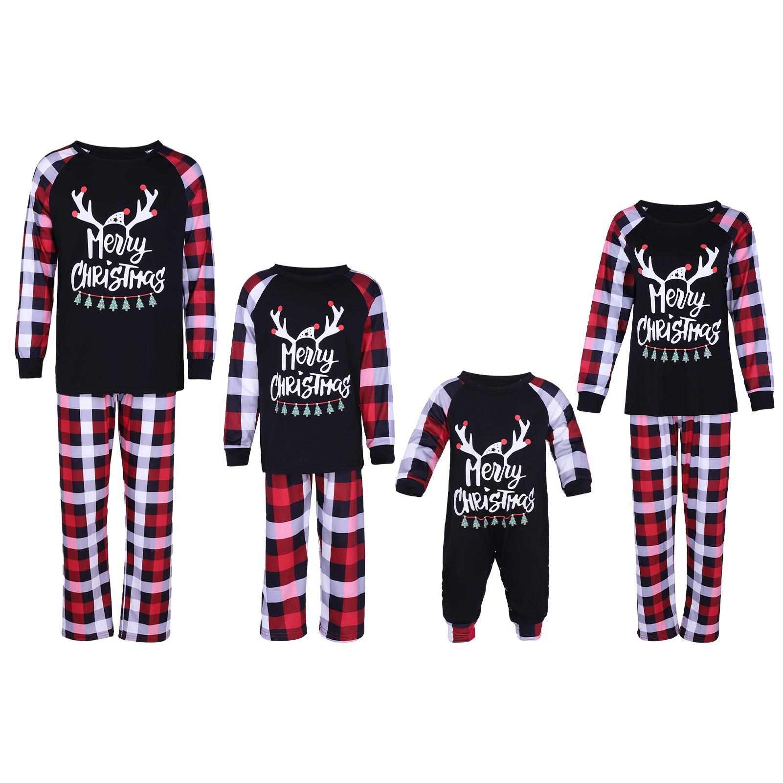 

Family Luminous Glowing Pajamas Set Crew Neck Christmas Style Autumn Shirt Top Trousers Loose Fit Elastic Waist Sleepwear Outfit Dad L красный