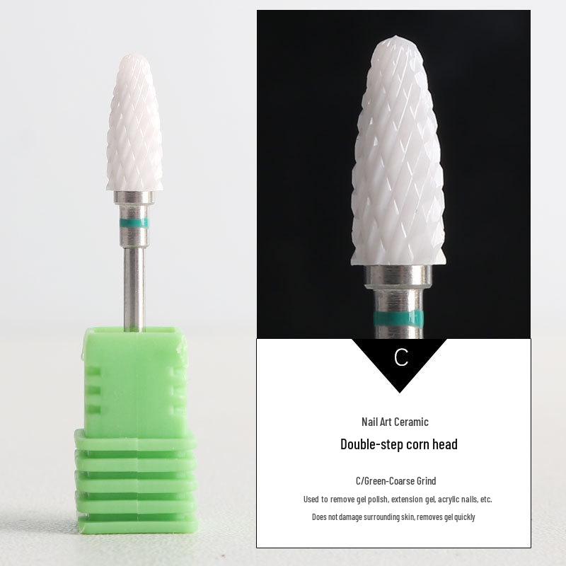 Nail Art Dual-Step Ceramic Grinder: Corn & Bullet Head