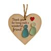 Friendship Heart Keepsake Wooden Heart Pendant Handmade Sea Glass Art Hanging Decoration with Warm Message Gift for Friends
