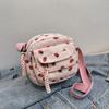 Korean Harajuku Shoulder Bag for Women Strawberry Pattern Trendy Crossbody Bag Corduroy Handbag Casual Multi-pocket Student Bag
