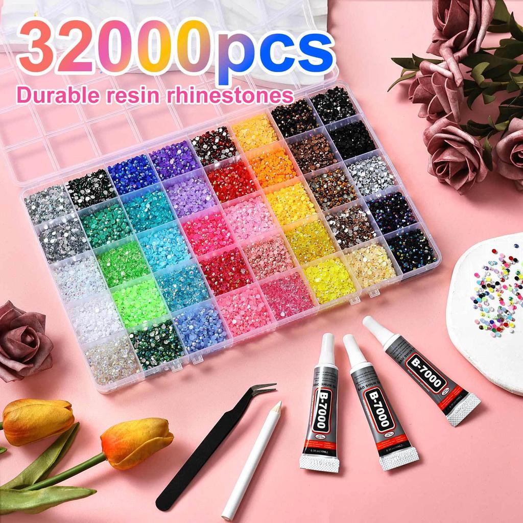 Nail Art Accessories: 40-Grids Colored Resin Flat-Bottom Jelly Rhinestones for DIY Nails, Clothing, and Phone Decoration