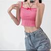 New French Girly Bow Halter Vest Women's Summer Slim-fit Knit Short Crop Top