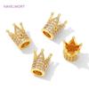 Trendy 18K Gold Plated Brass with Zircon Crown Spacer Beads For Bracelets Making,Beads Separators,DIY Jewelry Making Supplies