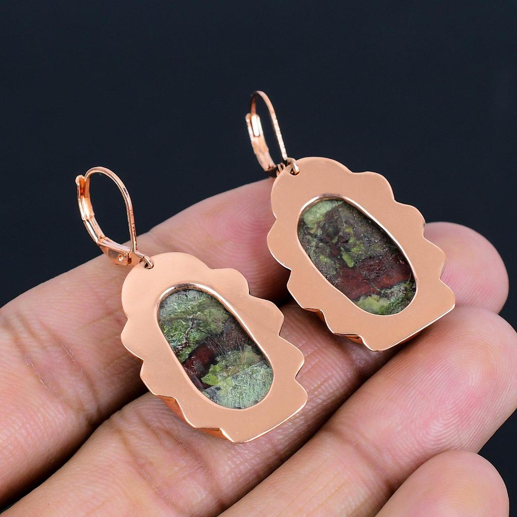 Dragon Blood Gemstone Handmade Copper Jewelry Gorgeous Earring For Women