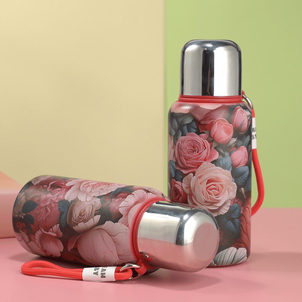 Floral Chinese-Style 316 Stainless Steel Insulated Tea Infuser Cup with Water Separation