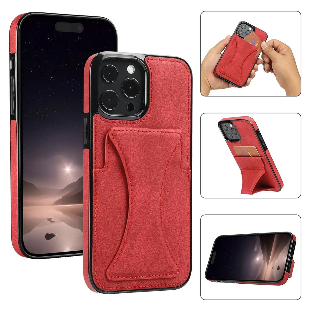 High Quality PU Leather Protective Credit Card Slots Foldable Kickstand Phone Case for iPhone 16 Pro Max 15 Plus 14 13 12 11
