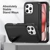 For iPhone 16 Pro Case PC+Silicone+EVA 3-in-1 Protective Phone Cover with Kickstand