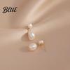 Plier-wrapped Faux Pearl Earrings 1 Pair Women Stud White Dangling