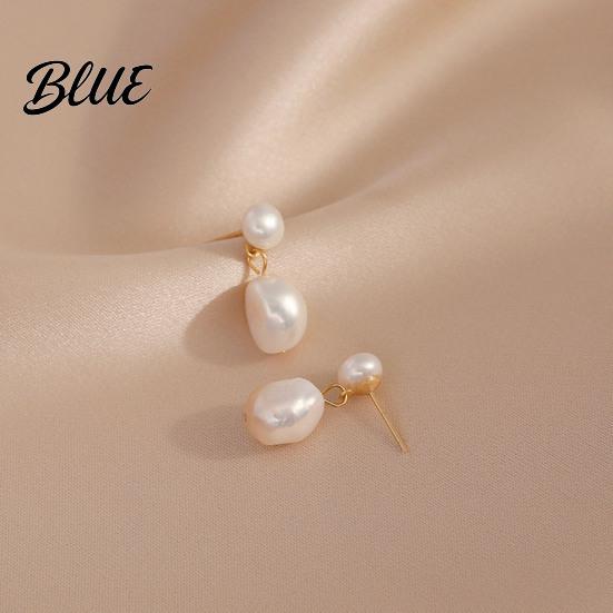 Plier-wrapped Faux Pearl Earrings 1 Pair Women Stud White Dangling