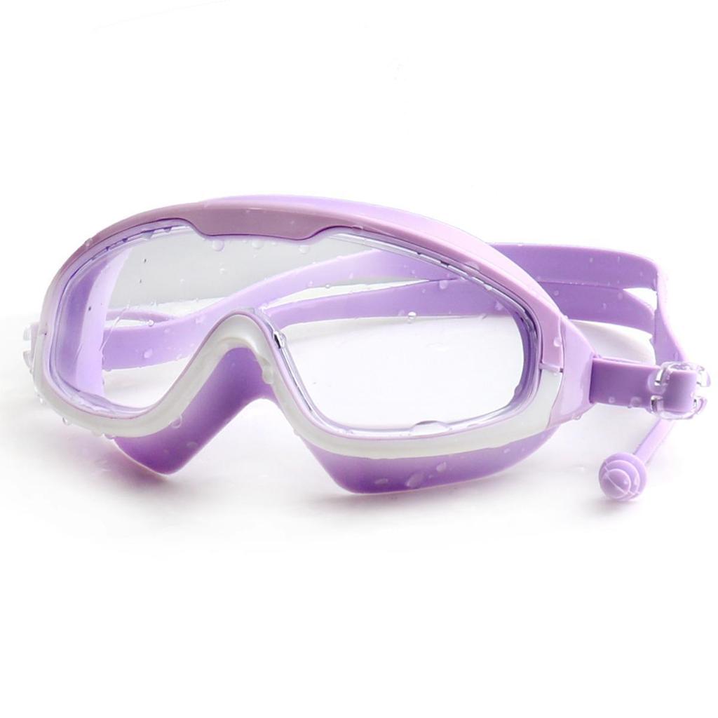 Kids' Large Frame HD Waterproof Anti-Fog Swim Goggles with Integrated Silicone Earplugs 5020
