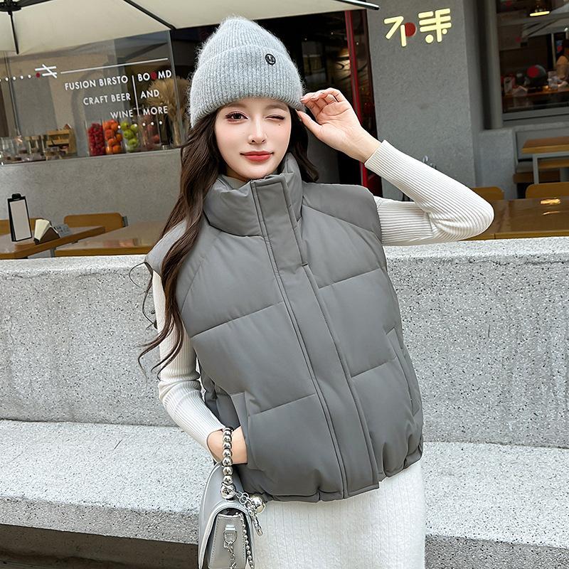 Large Twill Sleeveless Cotton Clothes, Women's Stand-up Collar Short Vest Distribution, Physical Stalls