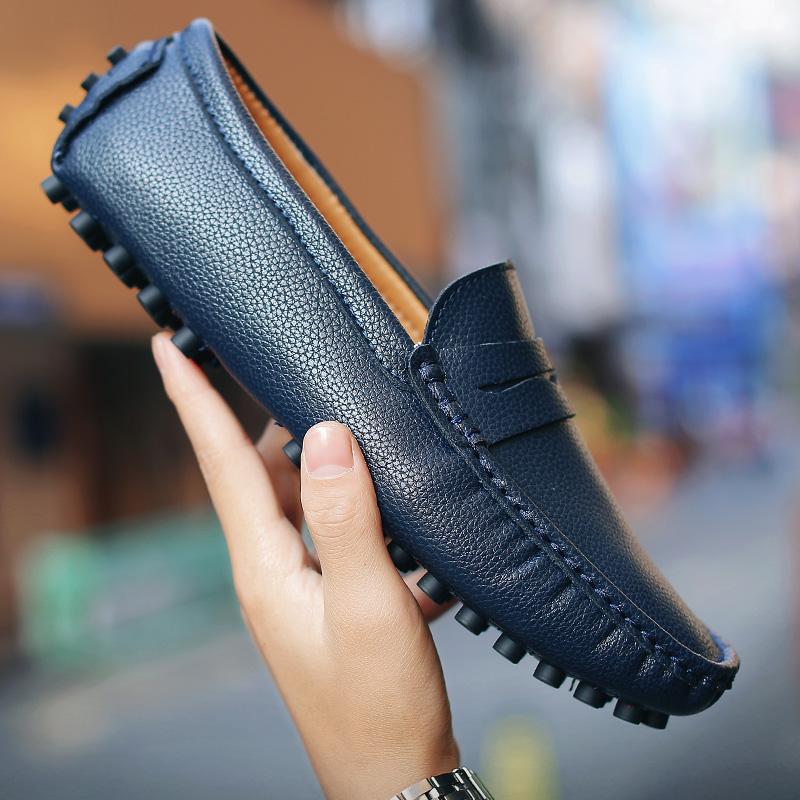 Fashion Male Leather Lazy Outdoor Shoes Male Walking Flats Men's Comfortable Soft Sole Loafers Men High Quality Slip-On Casual Shoes