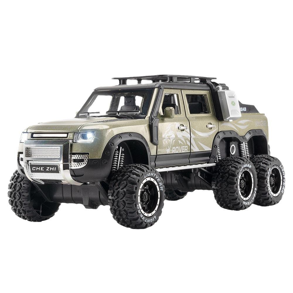1/24 Land Rover Defender Six-Wheel Off-Road Vehicle Model Simulation Sound Light Children's Game Toy Car Boy Gift