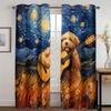 Pastoral Collie Guitar Curtains Van Gogh Oil Painting Style Living Room Bedroom Balcony Windows Decorative Curtains 2 Pcs