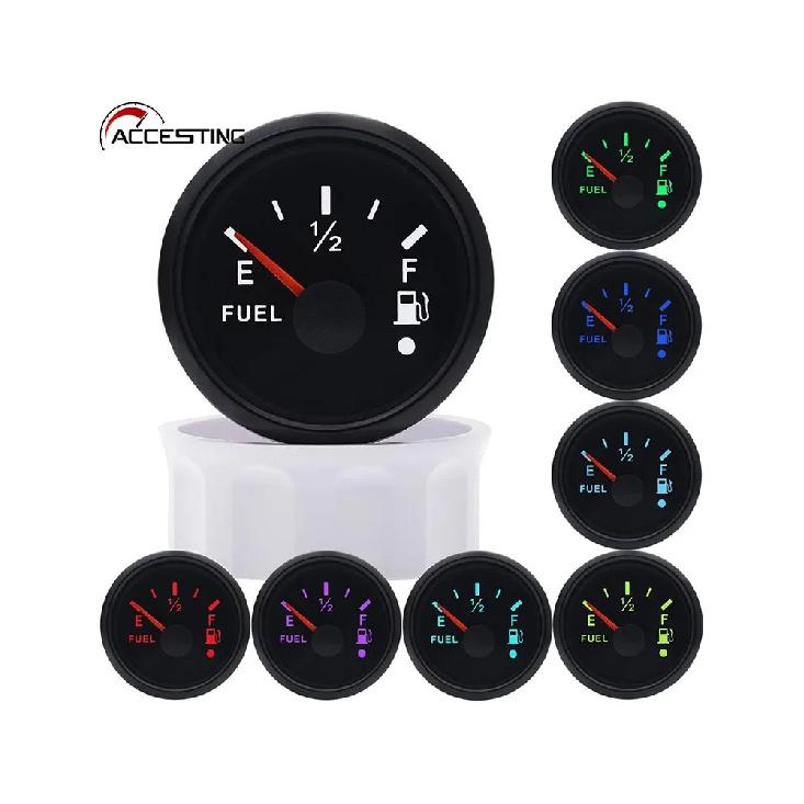 52MM Fuel Level Gauge 0-190 Ohm 7 LED Backlight With Alarm For Marine Car RV Camper Yacht Fuel Level Meter 12V/24V