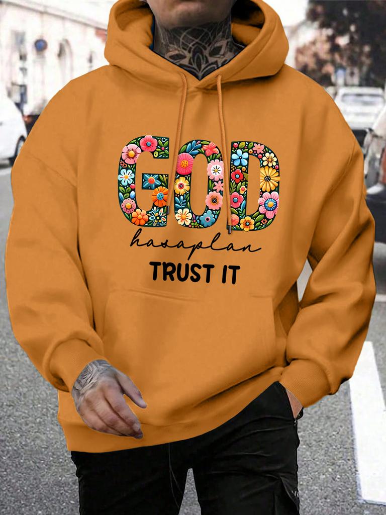 God Trust It Prints Hooded Man Fashion Casual Hoodies Simple Loose Sweatshirts Autumn Street Fleece Tracksuit
