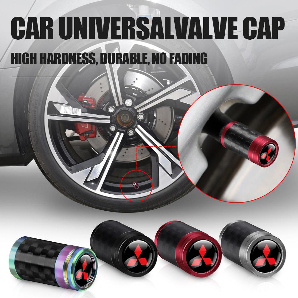 Metal Car Wheel Tire Carbon Fiber Tire Valve Accessory Cover for Mitsubishi Pajero Sport ASX Lancer L200 Attrage Xpander Eclipse