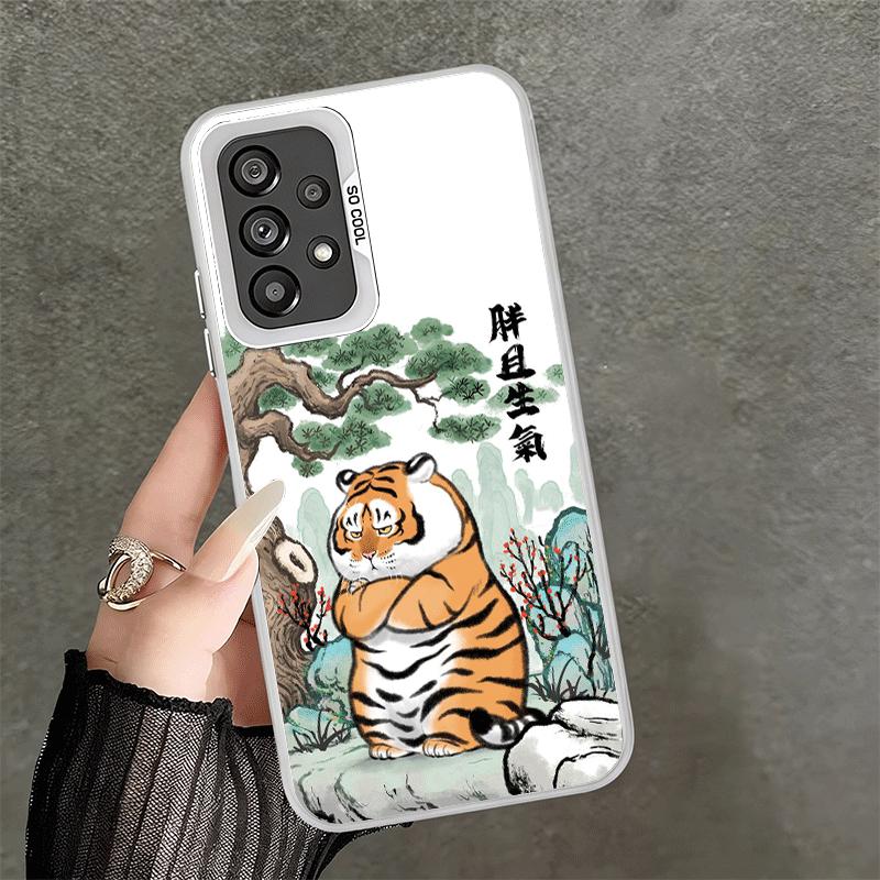 Cartoon Dicker Tiger Lustige Stoßfeste Handyhülle für Samsung A17 A16 A15 A14 A37 A57 A36 A56 A26 A35 A55 A25 A34 A54 A24 A13 A23 A3