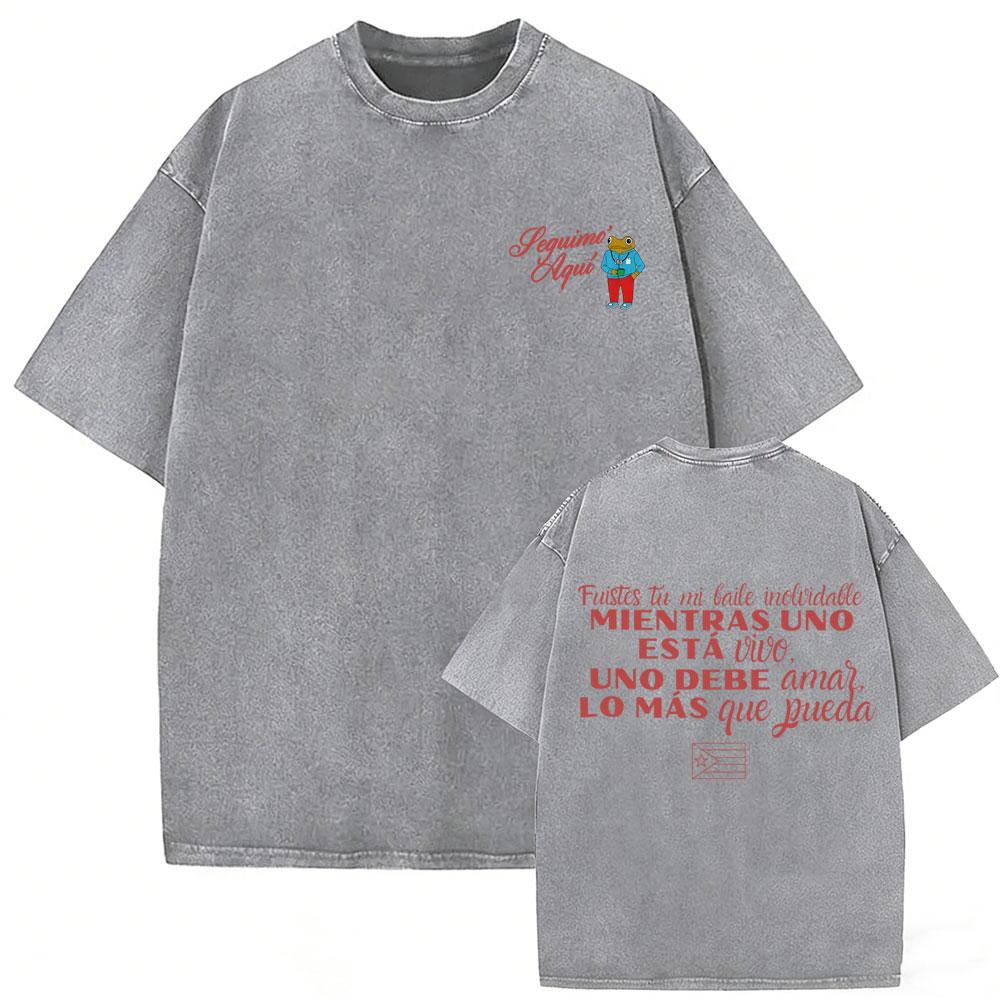 Gewaschenes Vintage Rapper Bad Bunny T-Shirt Debi Tirar Mas Fotos DTMF Welttournee T-Shirts Herren Damen Mode Hip Hop Beliebte T-Shirts
