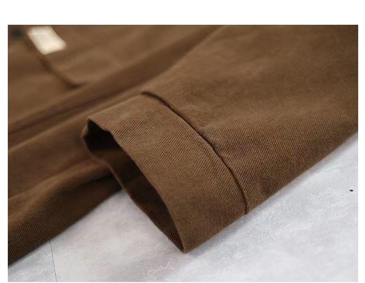 Damejakke i ren bomullsfleece med fôr - Plussstørrelse, Høst/Vinter, Casual løs passform, Kort cardigan, Ståkrage, Baseballstil.