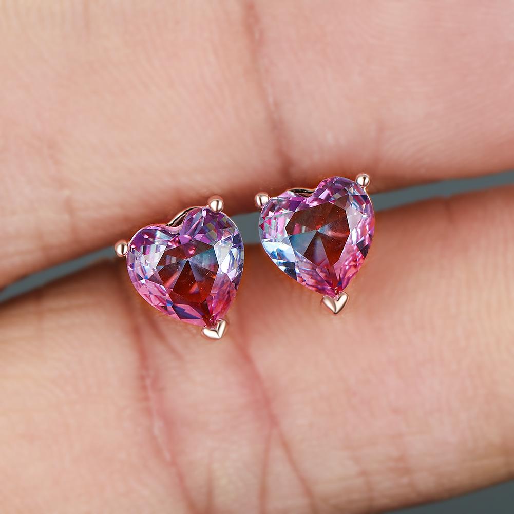 

Милые маленькие серьги-гвоздики с турмалином в форме сердца для женщин, роскошные серьги в форме сердца розового золота, ювелирные изделия для свадебной вечеринки розового золота/розы красного