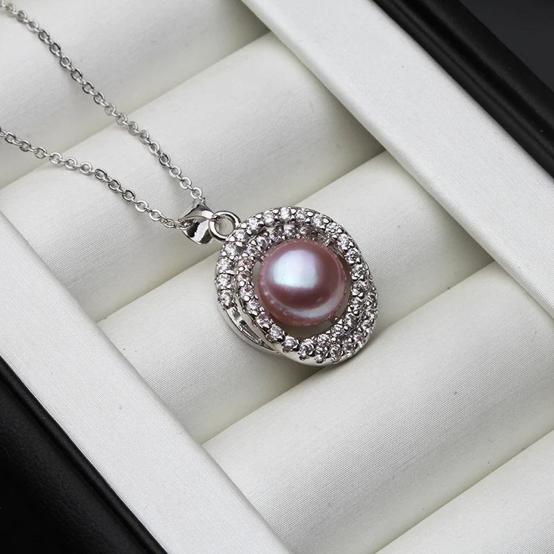 Real Natural Pearl Necklaces For Woman,Vintage Freshwater 925 Silver Pearl Pendant Wife Mother Birthday Gift White Pink Black