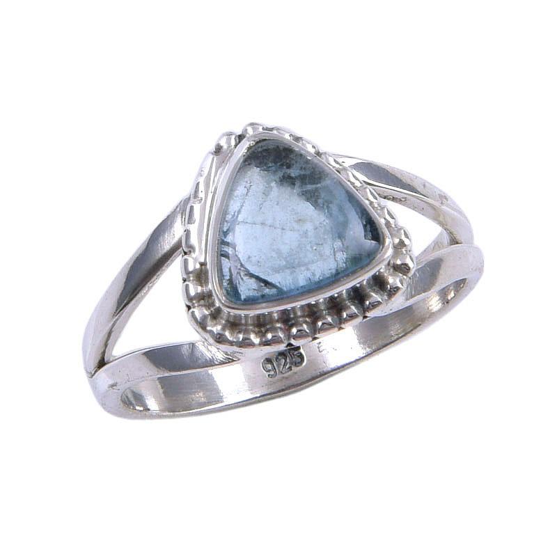Natural Aquamarine Gemstone Handmade 925 Sterling Silver Jewelry Ring S.5.5 P1Z02
