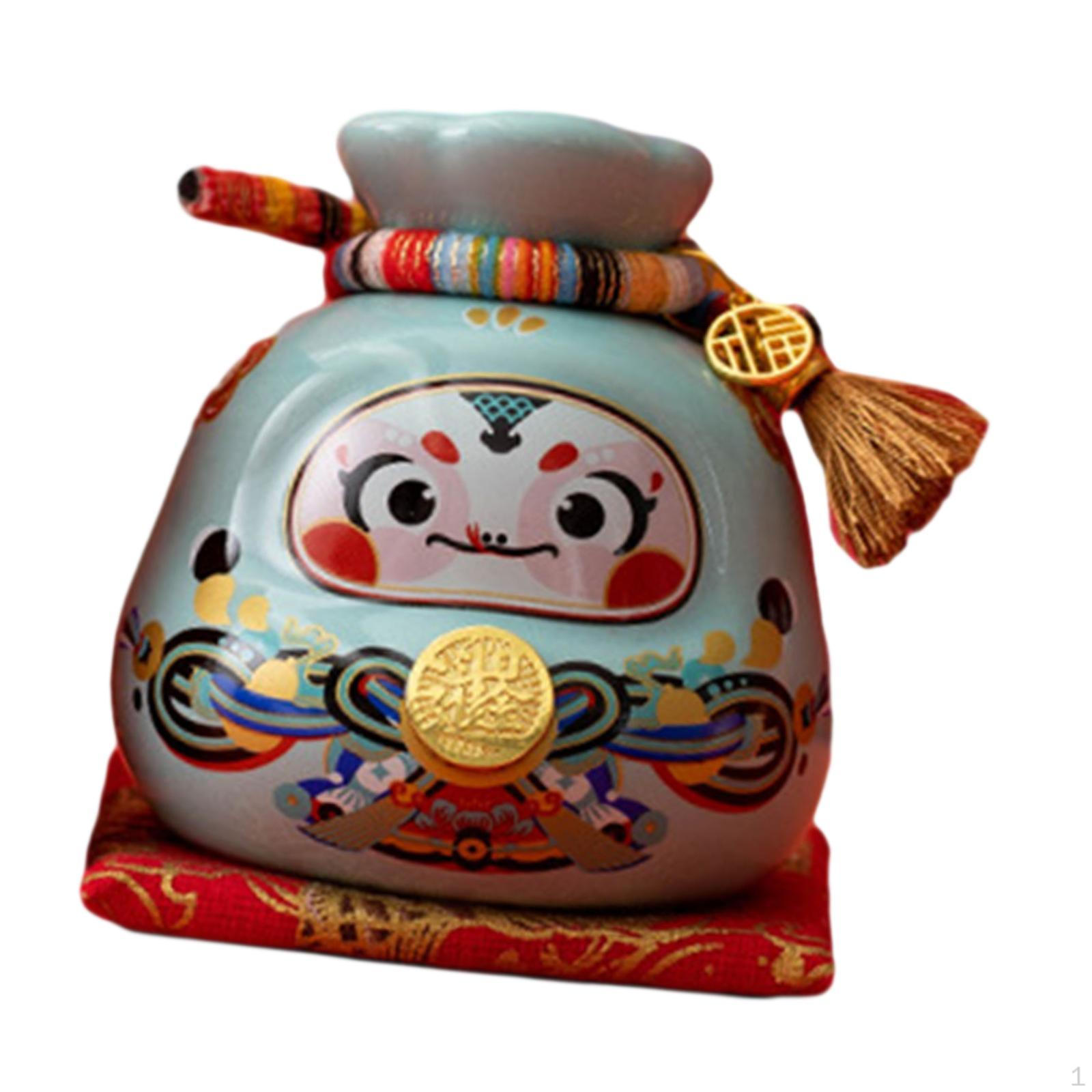 

Bag Piggy Bank Money Saving Box Collectibles Statue with Cushion Organizer for Chinese синий