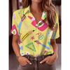 Women's Macaron Short Sleeve Blouse Lapel Collar Lightweight Breathable Shirt Preschool Teacher Casual Beach Top Spring Summer F