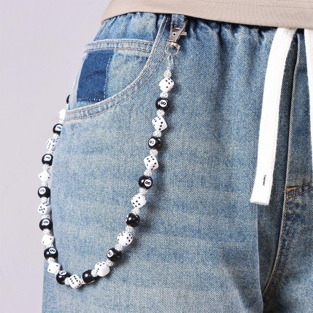 Billiard Ball Colorful Dice Waist Chain Jeans Chain Punk Belt Chain Metal Pants Chain  Male