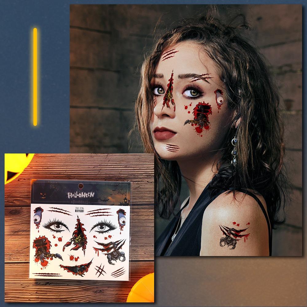 Waterproof Face Decorations Sticker DIY Temporary Scar Stickers Body Art Decals Halloween Party
