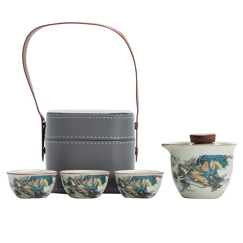 Ru kiln travel tea set, high-end business gifts, gifts for leaders, banks, insurance customers, and company annual meeting