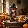 Unique Holiday Presents 2Pcs Halloween Highland Cow Witch Ornament, Resin Figurine with Hat Pumpkin Broom Fall Seasonal Displays & Skull, Cute
