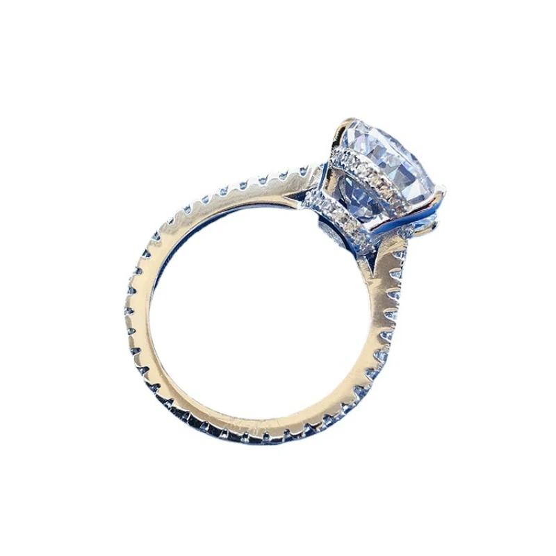 SpringLady 925 Sterling Silver 10*14MM Oval Cut High Carbon Diamond Gemstone Finger Engagement Rings for Women Fine Jewelry