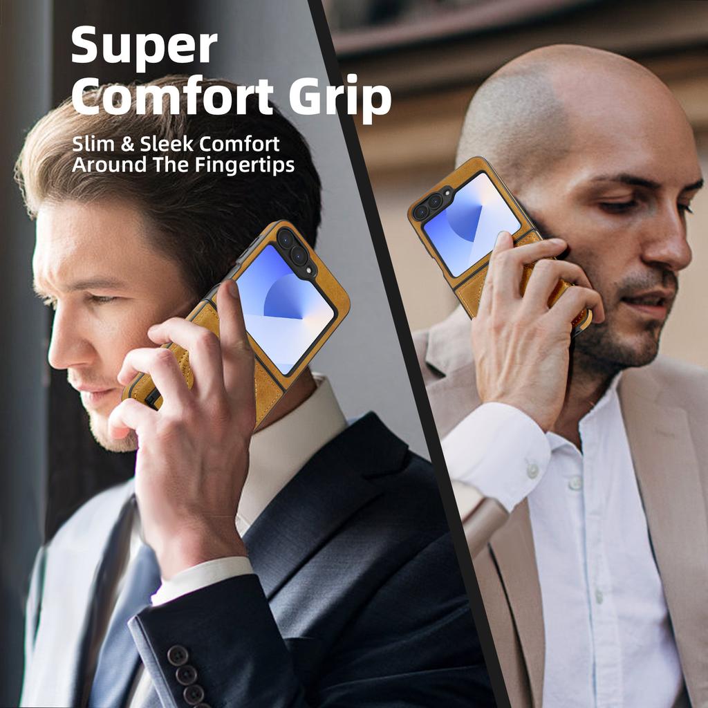 For Samsung Galaxy Z Flip7 FE 5G/Z Flip6 5G Magnetic Case Kickstand Leather Phone Back Cover